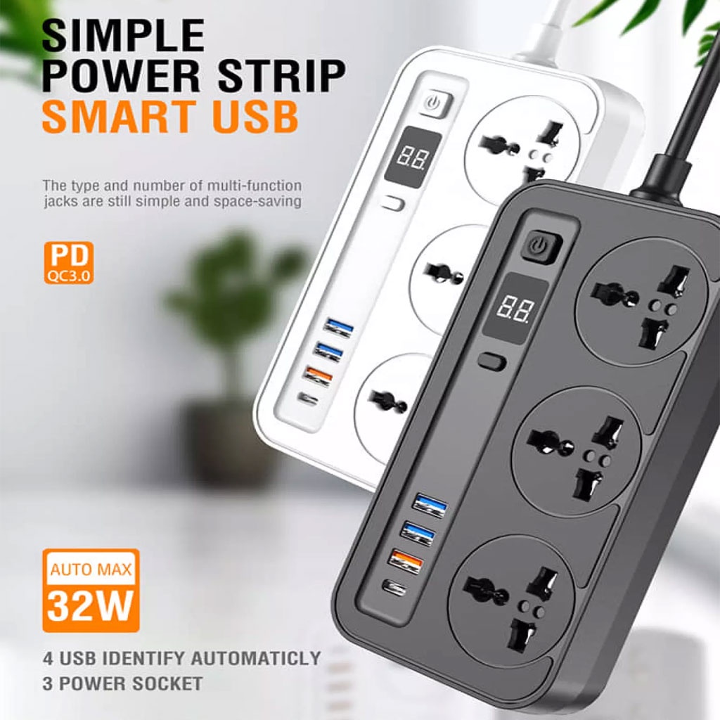 Ổ Cắm Điện Đa Năng Thông Minh Công Xuất Lớn 6 Cổng USB Hỗ Trợ Sạc Nhanh 20W Mới 2022