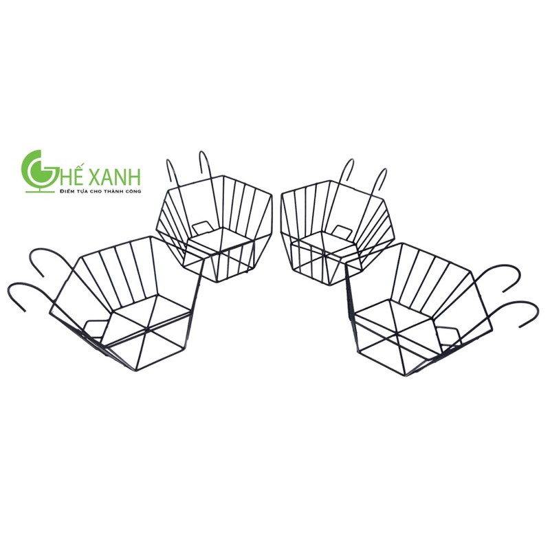 Combo 4 Giỏ sắt dùng treo chậu cây ban công, hàng rào tiện dụng - loại tròn - sắt sơn tĩnh điện