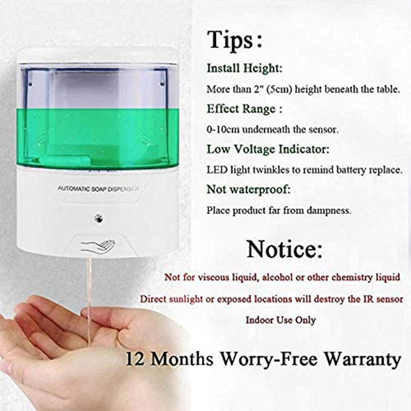 Máy Đựng Nước Rửa Tay Tự Động 600ml 1 Cái