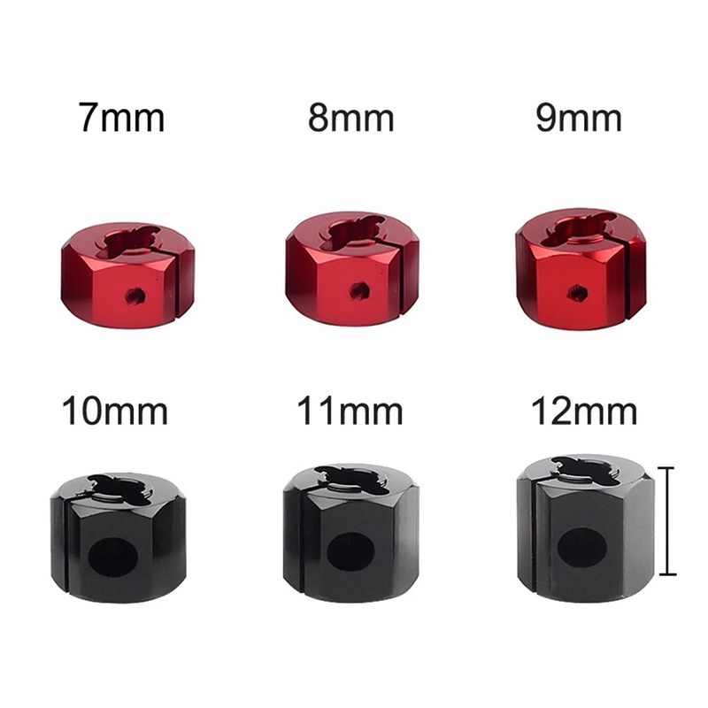 4 Bánh Xe 12MM Hex Hub Độ Dày 7 / 8 / 9 / 10 / 11 / 12mm Cho 1 / 10 RC Bánh Xích Trục SCX10 MST 9004