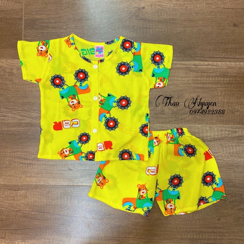 Đồ Bộ Cài Nút Vải Tôn  Mềm - Mịn - Mát Cho Bé Trai 4-10kg