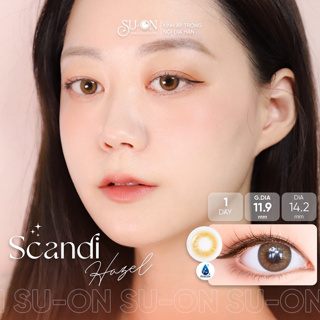 Lens 1 ngày Olens SCANDI GRAY/HAZEL áp tròng 14,2mm, xám tây long lanh Hàn Quốc, siêu êm đeo 24h