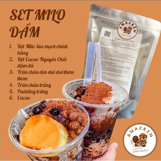 Set milo dầm ca cao SNACKIN, tặng kèm công thức tự nấu độc quyền, ăn vặt Hà Nội