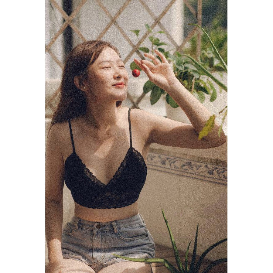 Bralette áo lót nữ không gọng chân ren đen tặng mút - Thiết kế độc quyền SASSY kèm ảnh thật