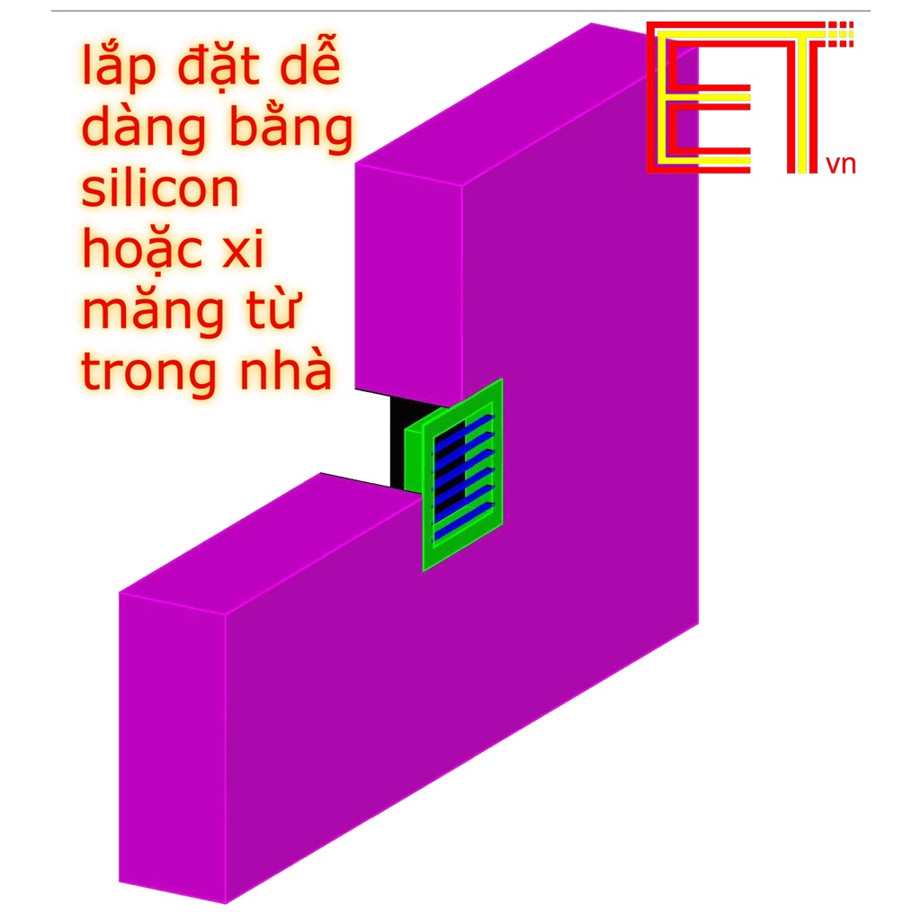 Mặt thông gió nhà vệ sinh 40x25 cm  nhôm định hình, chống hắt mưa, chống muỗi-chuột