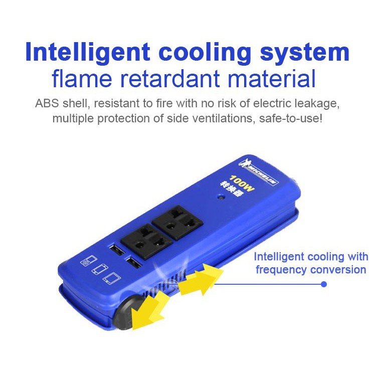 Bộ chuyển đổi nguồn điện DC 12v ra 220v - 100W có thể sạc Laptop trên ô tô Michelin 72001ML | BigBuy360 - bigbuy360.vn