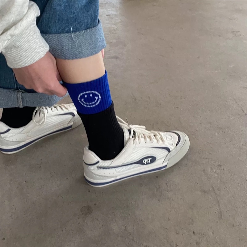 Tất vớ cao cổ hai tầng hoạ tiết mặt cười - Bedth.socks