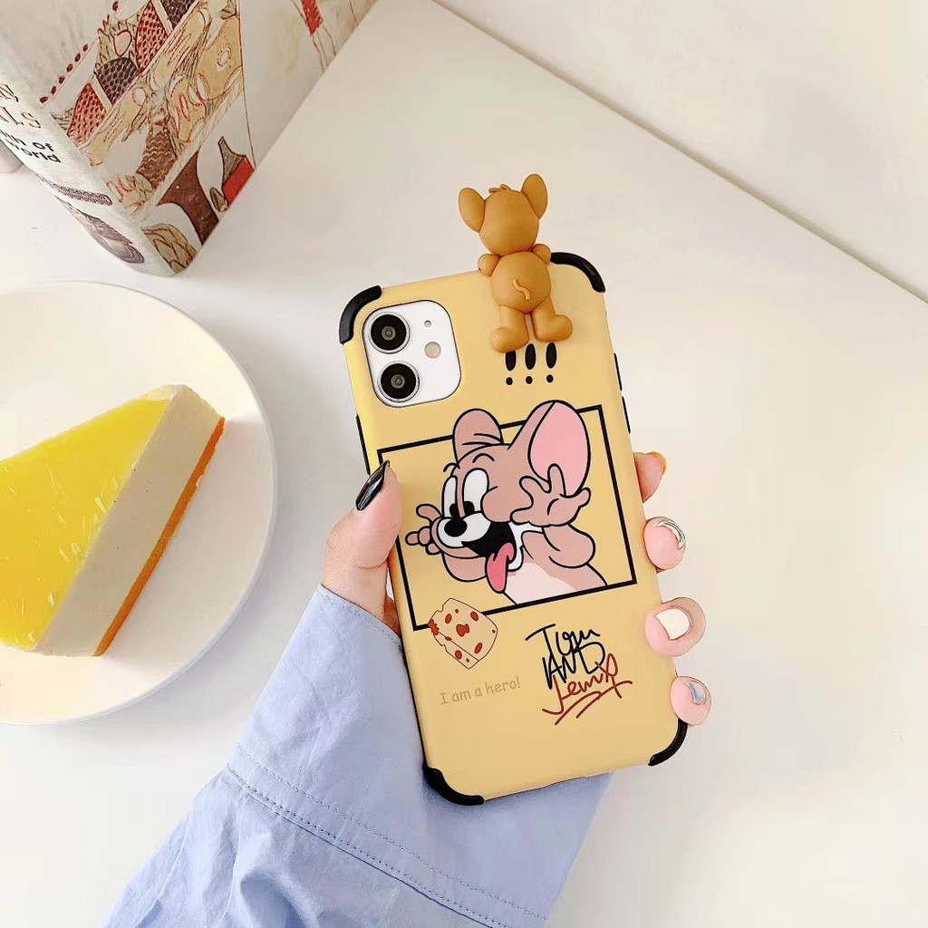 Cute cat and happy mouse 3D relief Case iPhone 6 6s 7 8 plus X XS XR XSmax 11 Pro Promax Soft Phone Case COD | BigBuy360 - bigbuy360.vn