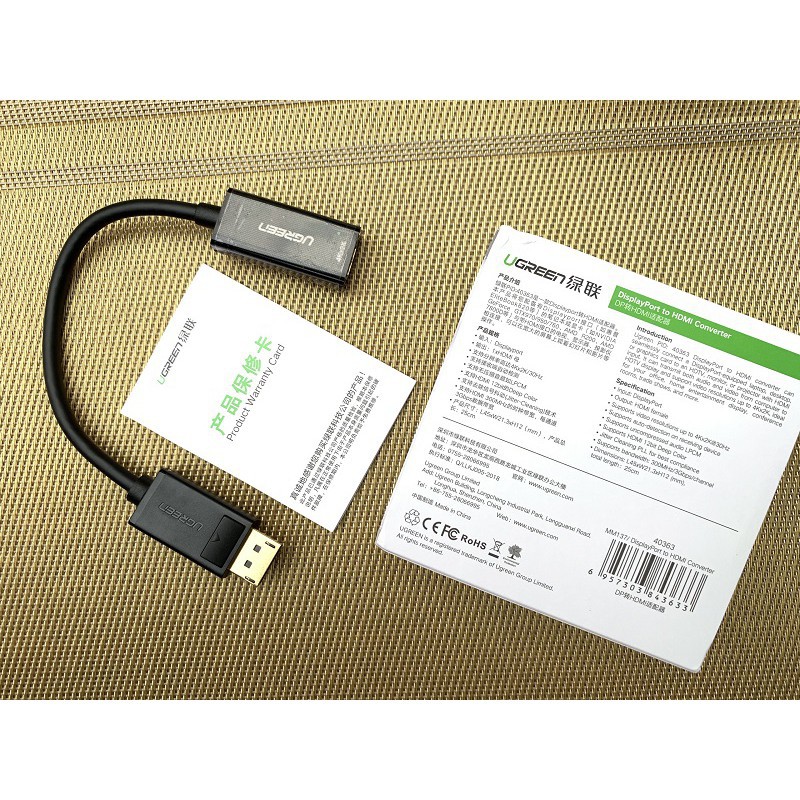 Cáp chuyển Displayport to HDMI hỗ trợ 4Kx2K Ugreen 40363 ✔HÀNG CHÍNH HÃNG ✔