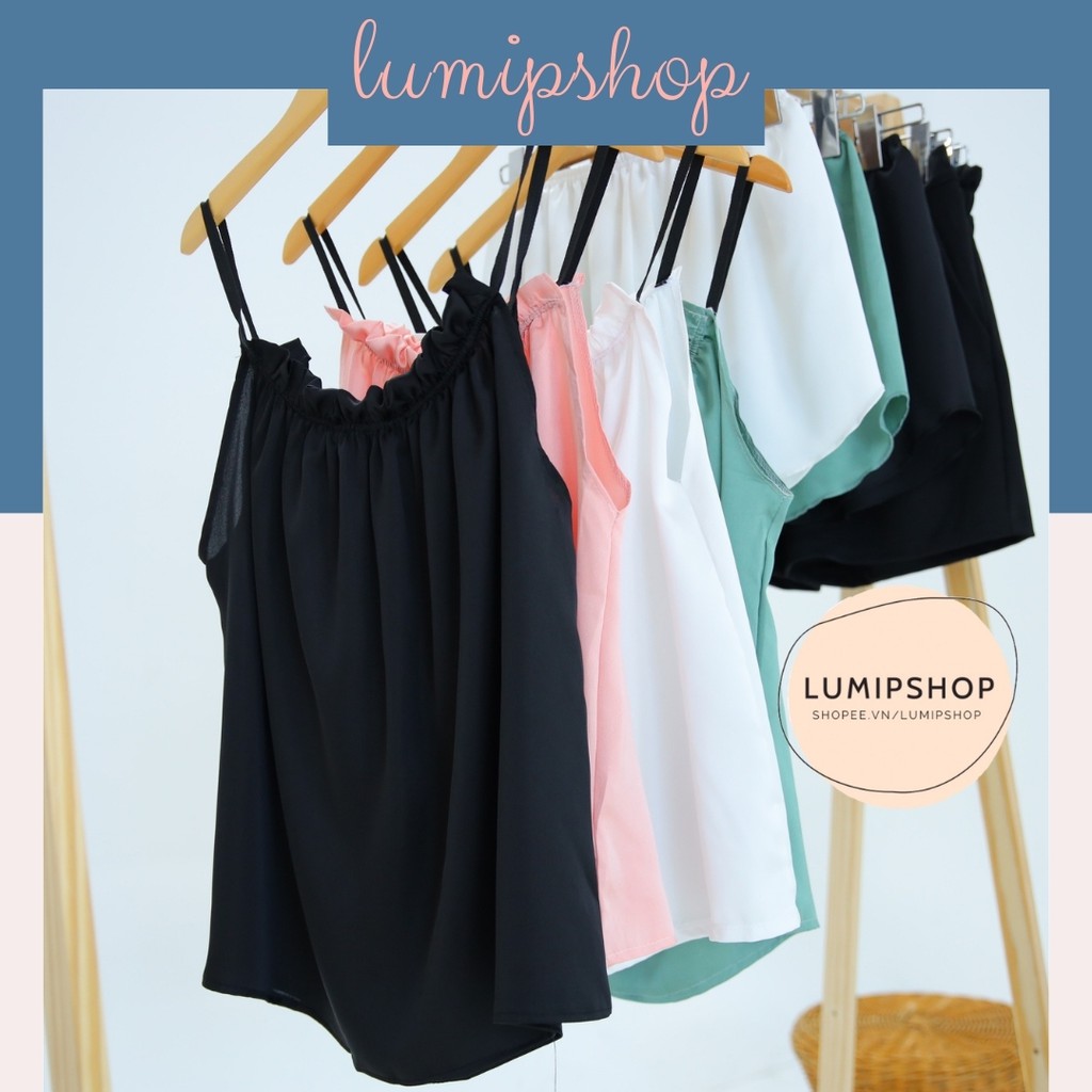 Áo 2 dây nữ mặc nhà chất vải lụa satin sexy thoáng mát thấm hút mồ hôi AL120