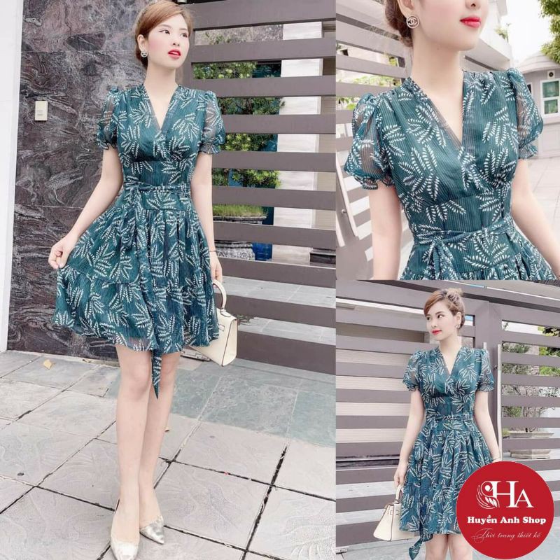 ĐẦM Thiết kế lá xanh V1893 DVC_Hàng chuẩn đẹp_ huyền anh shop_ kèm ảnh thật shop chụp
