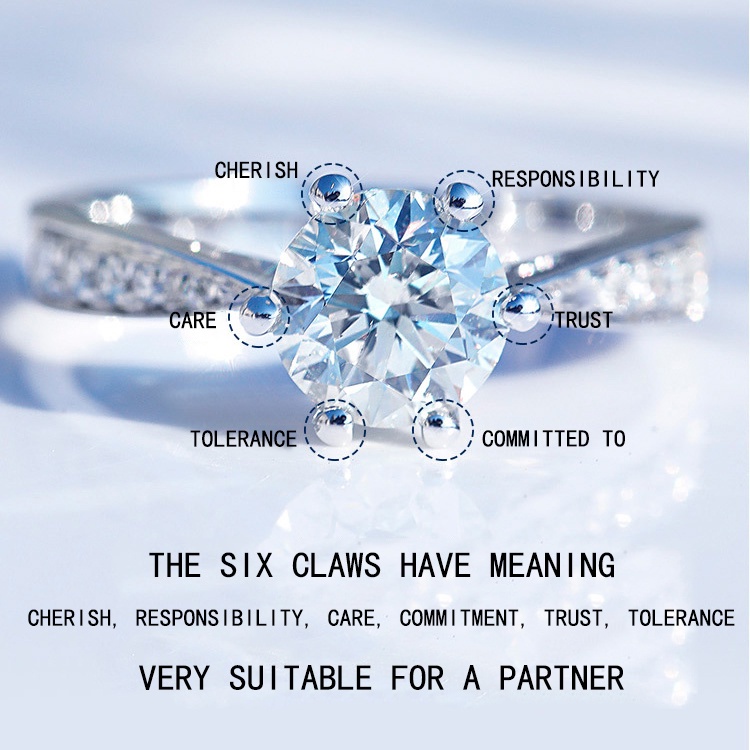 Nhẫn Đeo Tay Kim Cương Nhân Tạo Aifei Moissanite 1 Karat Six-JH01 Cho Nữ