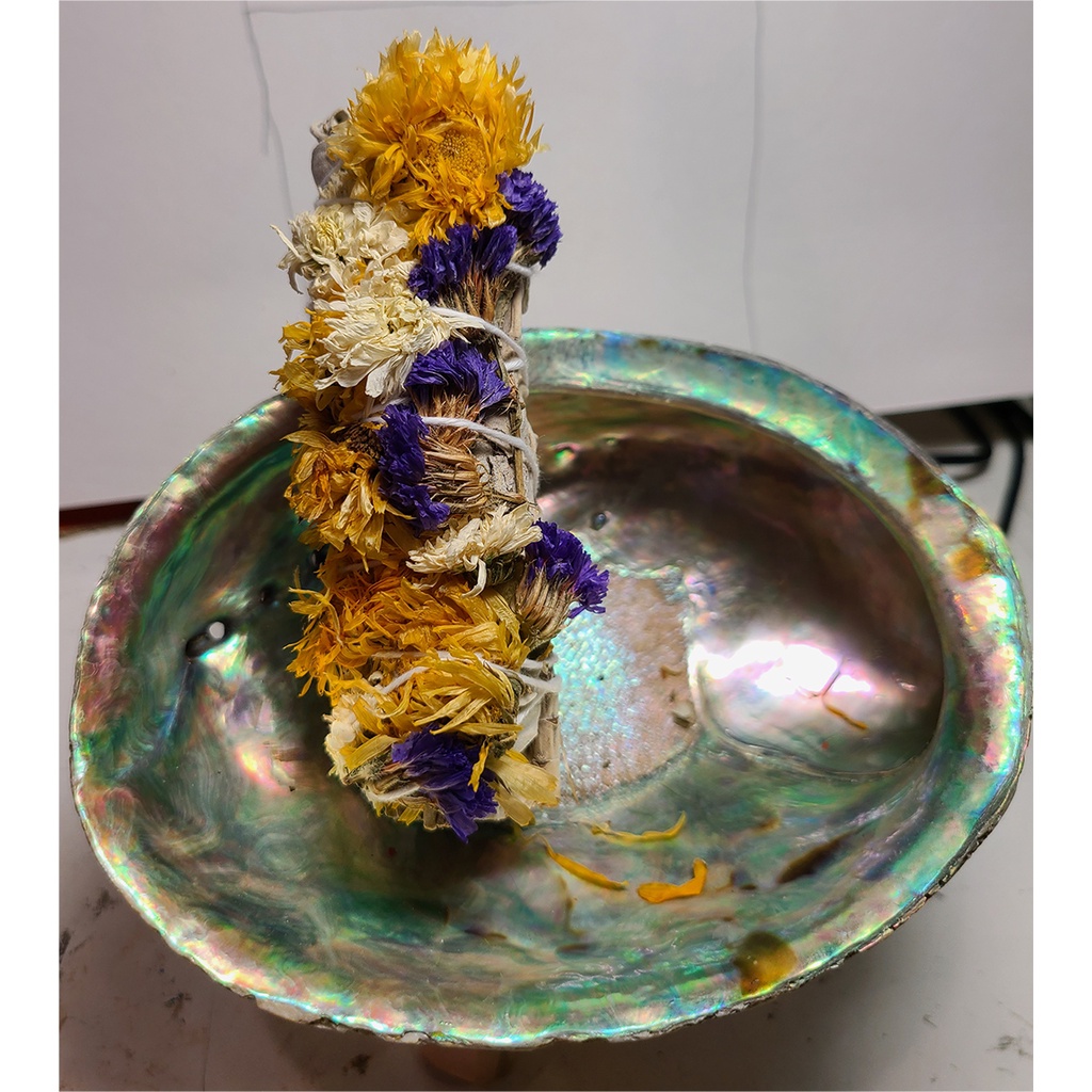 Xô thơm trắng phối hoa cỏ dễ thương 11cm