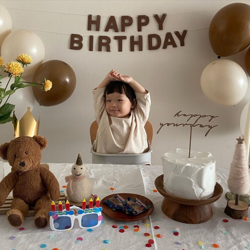 Dây Chữ Happy Birthday Màu Nâu Bằng Xốp Trang Trí Sinh Nhật Phong Cách Hàn Quốc - S3K170