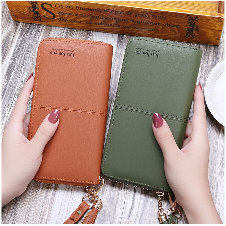 Ví cầm tay dài trơn đường kẻ AZ296 Shalla