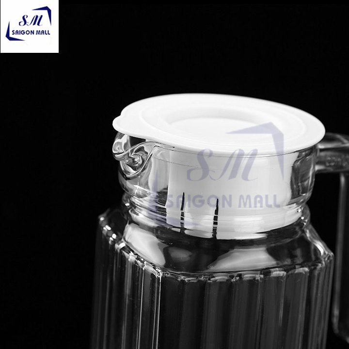 Bình thủy tinh miệng rót sọc 1 Lít - Sọc DELI EH1004-2, bình rót nước chất lượng