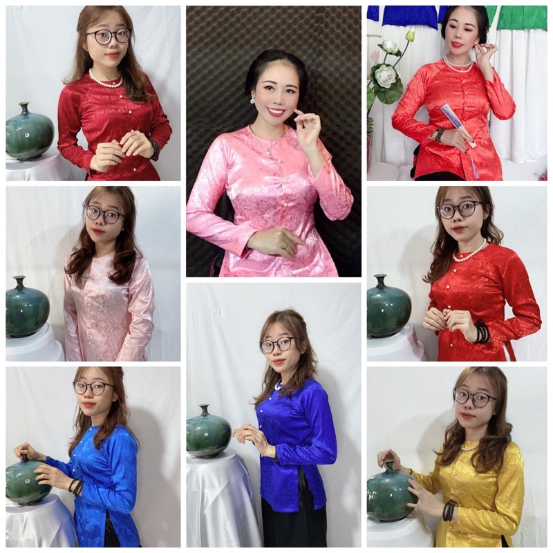 Áo bà ba truyền thống cổ tròn tay dài vải gấm cao cấp,  # set bà ba miền tây,  #bà ba gấm lụa- có bán áo lẻ
