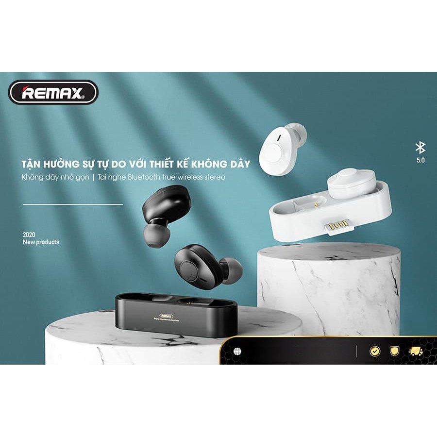 Tai nghe Bluetooth TWS Remax TWS-21 V5.0 thiết kế nhỏ gọn - Hãng phân phối