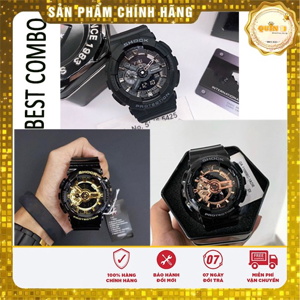 Bộ 3 đồng hồ thể thao nam GA110-1A-DR dây silicon thoáng khí phối đồ dễ dàng - KÈM ẢNH THẬT