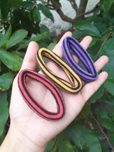 Túi 10 thun cột tóc sọc màu tối màu ngẫu nhiên