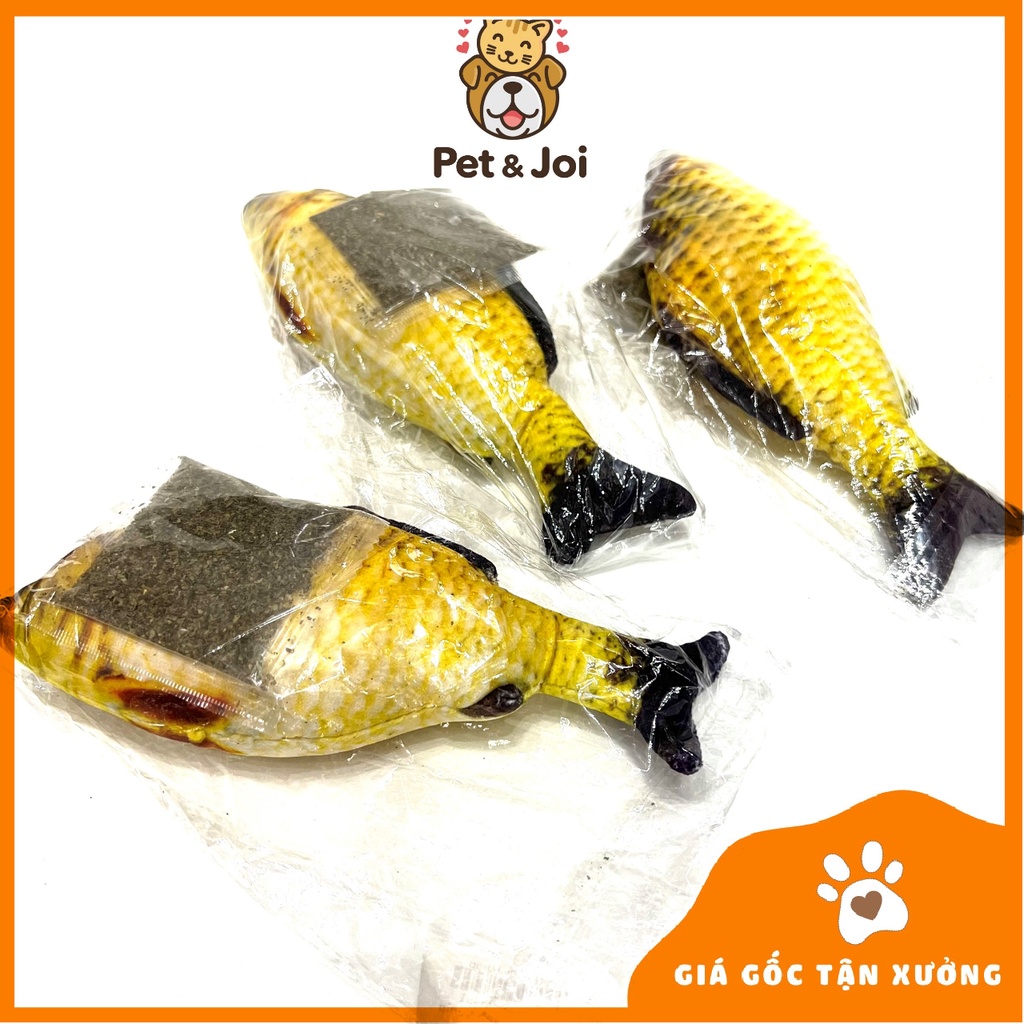 Đồ chơi cá nhồi bông Chó Mèo Chất liệu vải mềm Dài 16cm Giúp thú cưng thư giãn, Xả stress - PET&amp;JOI