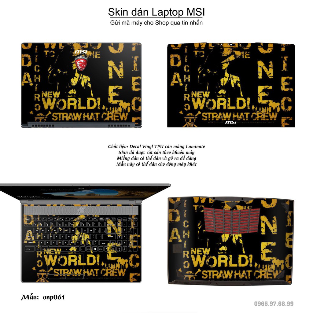 Skin dán Laptop MSI in hình One Piece nhiều mẫu 3 (inbox mã máy cho Shop)