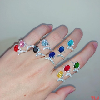 Nhẫn Nữ Bạc Ta Dáng Hồ Ly Đuôi đá free size Đủ Màu - Trang sức Vàng Bạc Hoà Thảo