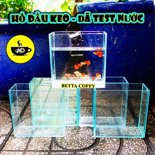 Hình ảnh Bể Cá bằng kính mini - Hồ cá Betta (Dấu keo - Keo Đen Trắng) chính hãng