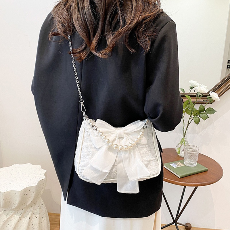 Túi Đeo Vai / Kẹp Nách Quai Xích Đính Ngọc Trai Sang Trọng Cho Tiệc Cưới