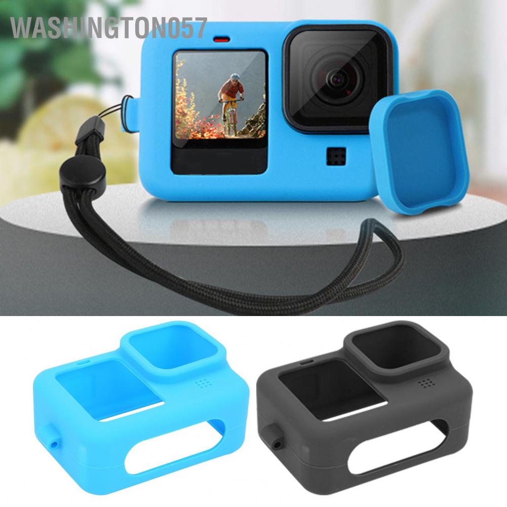 Washington057 Soft Silicone Protective Case Cover Safety Wrist Lanyard with Camera Lens Cap for GoPro 9