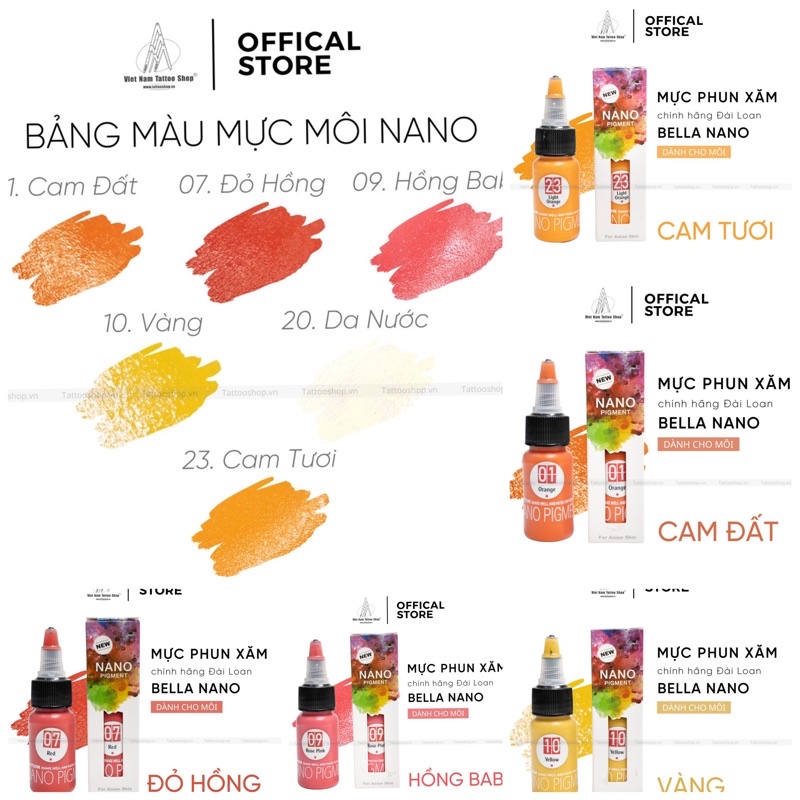 [Phiên bản 2021] Mực Phun Xăm Môi Bella Nano Pigment chính hãng Đài Loan (Nhiều màu)