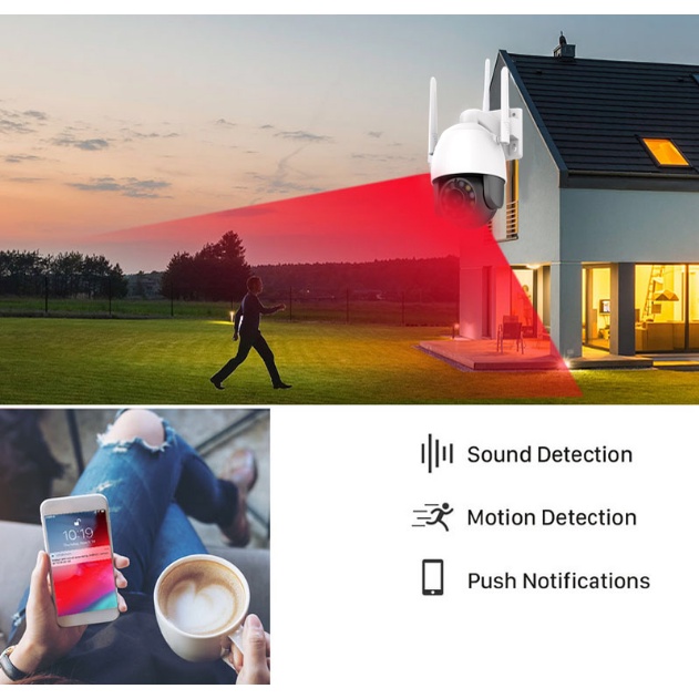 Camera Wifi Tuya Ngoài Trời 1080P Tích Hợp Đèn Pha Nhìn Đêm TY03