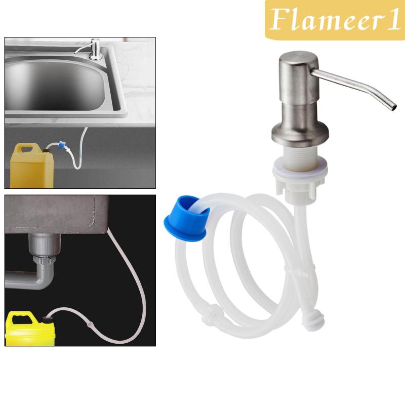[flameer1] Đầu Bơm Xà Phòng Bồn Rửa Chén Bằng Thép Không Gỉ Với Ống Silicone Mở Rộng Màu Bạc