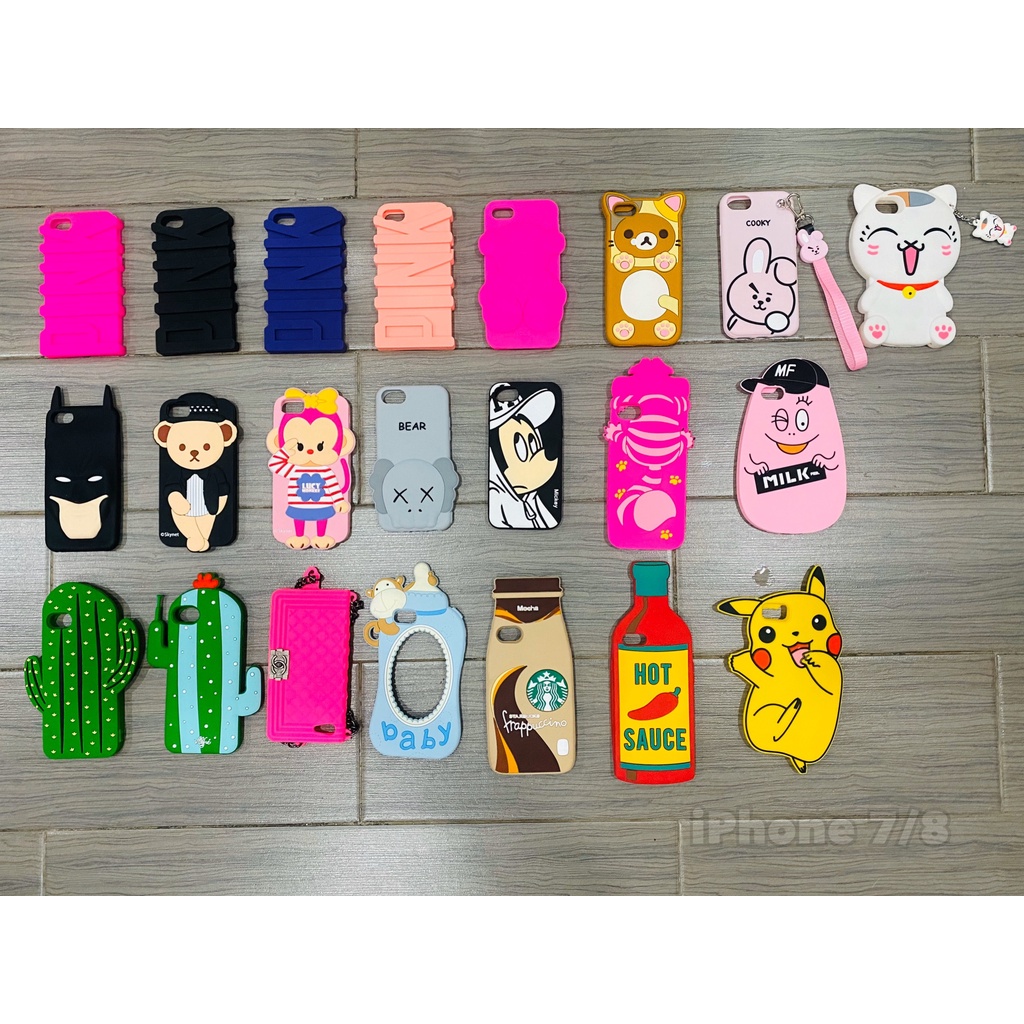 Tổng hợp (14) ốp silicon giảm giá iPhone 7/8 - túi - cooky - khỉ - mèo