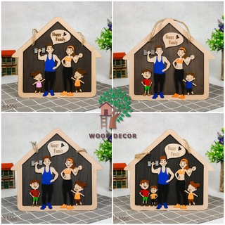 Bảng gỗ decor, bảng gỗ trang trí gia đình Happy Family siêu đẹp