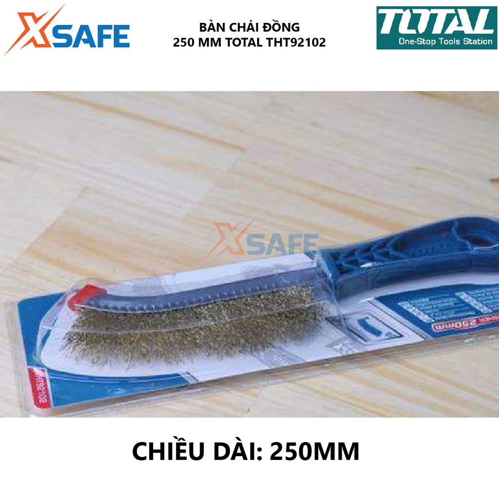 Bàn chải thép đồng TOTAL THT92102 250mm, làm sạch các vết nứt, góc, đánh rỉ sắt - [CHÍNH HÃNG][XSAFE]