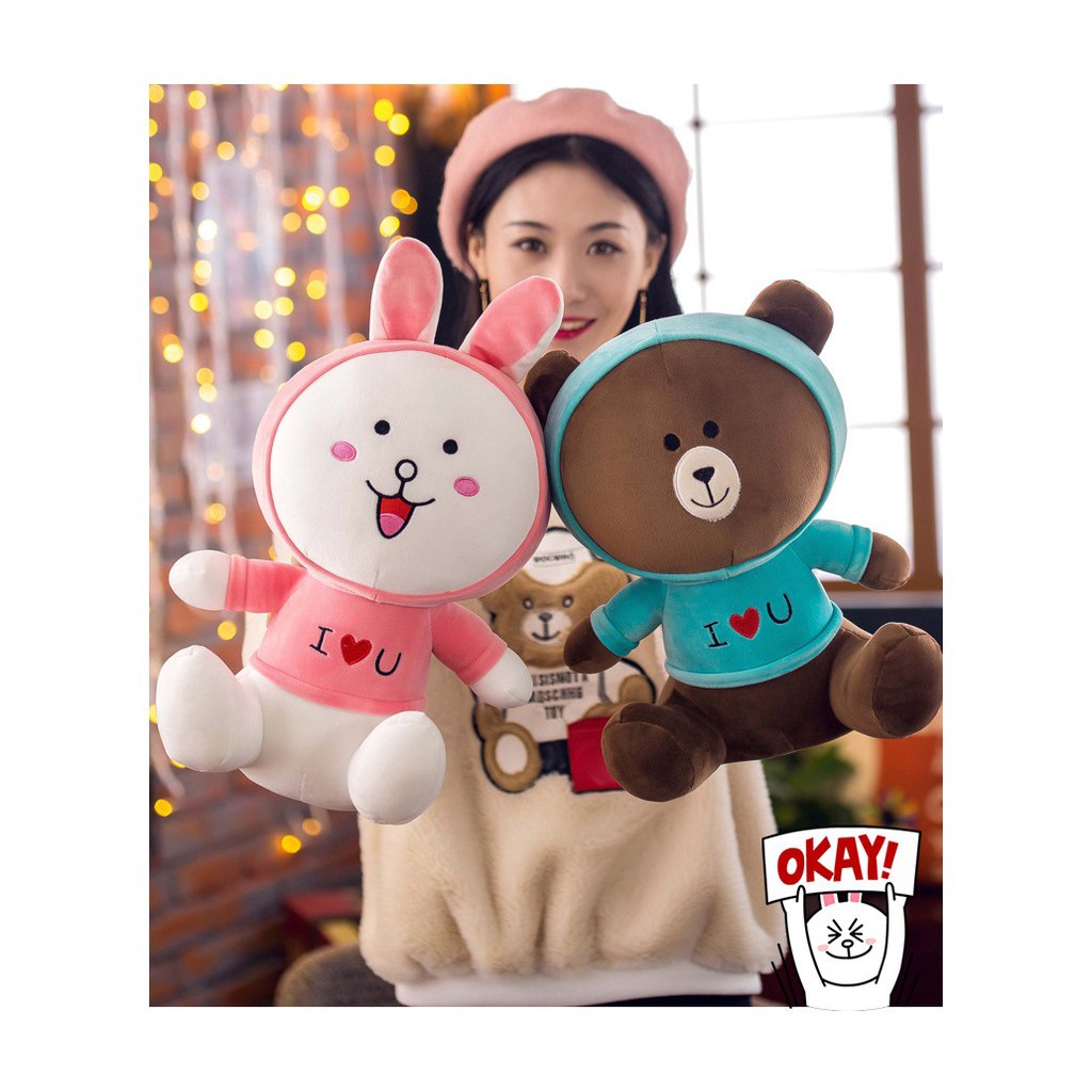 Gấu brown thỏ cony mặc áo gấu bông dễ thương 20cm 30cm G2B5