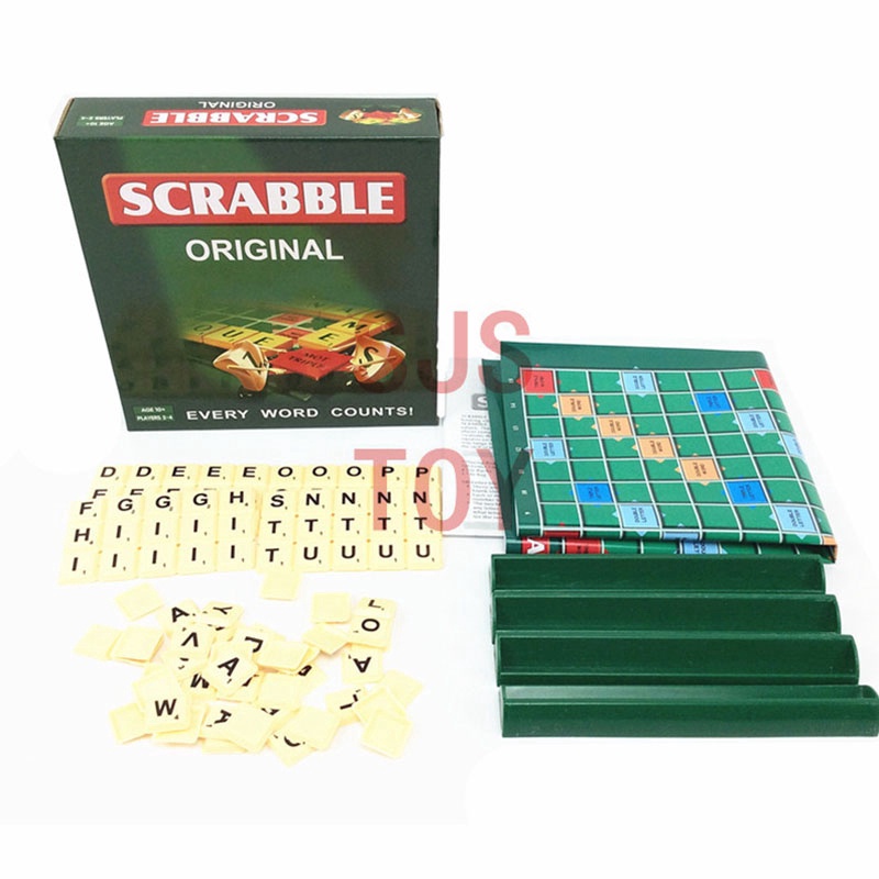 Scrabble Trò Chơi Trên Bàn Cờ English Word Crossword Educational Board Game Toys for Boys Girls Kids Small/Large Bua Tiec Tro Choi