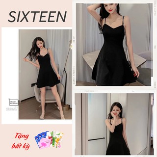 Váy 2 Dây, Váy Nữ 2 Dây Chiết Eo Dáng Xòe Thời Trang Thiết Kế SIXTEEN.