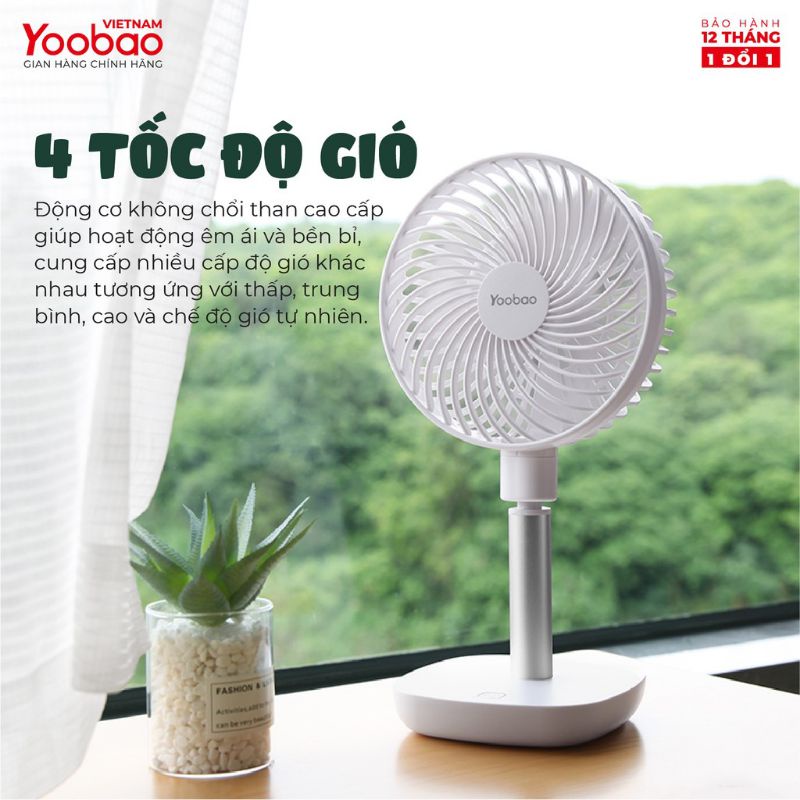 Quạt sạc yoobao f01 10000 mah chạy liên tục từ 12h đến 60h