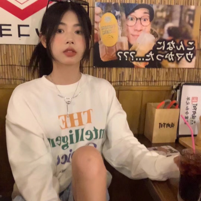 NRVP Mới Áo Thun Tay Dài Dáng Rộng In Chữ Phong Cách Hàn Quốc 2023