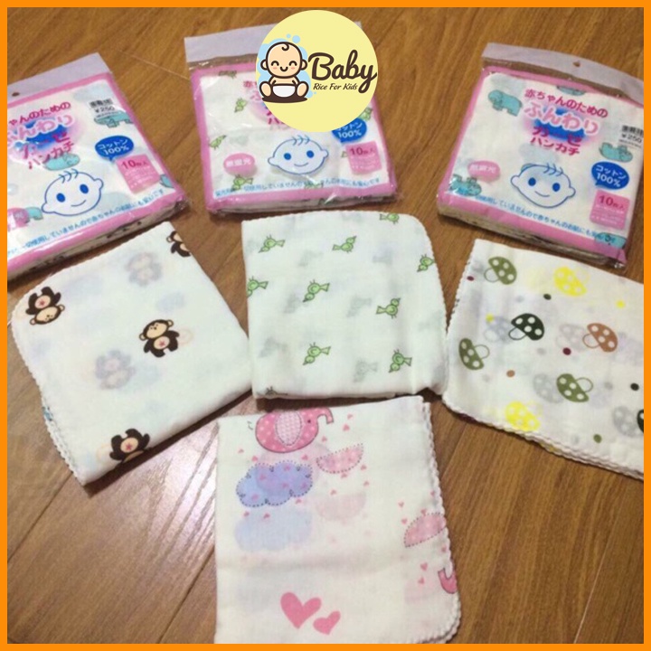 [Set 10] Khăn Xô Sữa Xuất Nhật  2 Lớp Hàng Hoa Văn Đẹp Đồ Dùng Mẹ Bé BabyRice 079