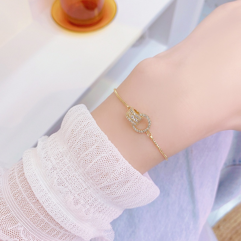 Vòng tay mạ vàng 18K đính đá zircon kiểu dáng đơn giản
