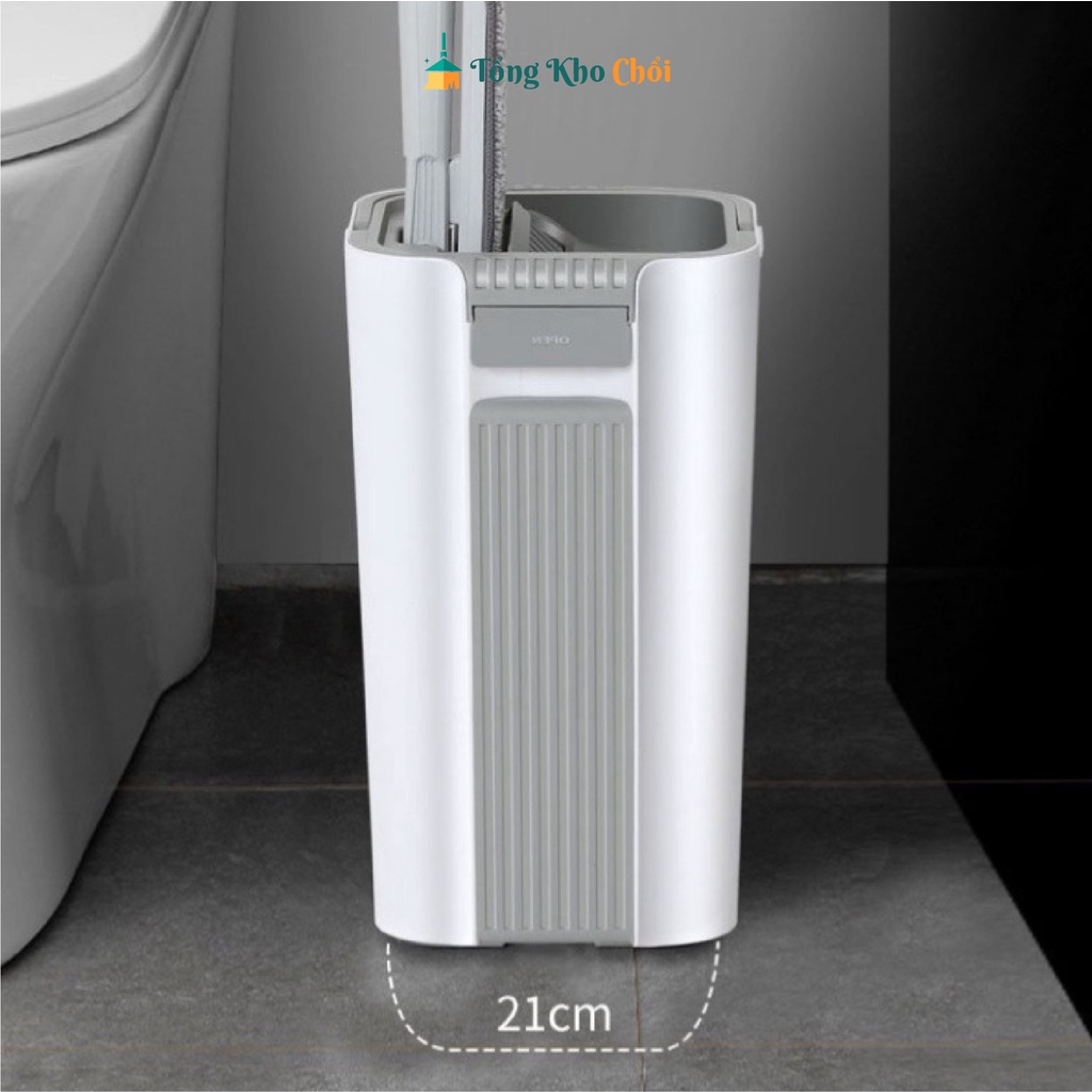 Bộ Lau Nhà Tự Vắt Pulito- Chổi Lau Nhà Thông Minh Cán Dài Đầu Xoay 360 Kèm Thùng Vắt 2 Ngăn Và Bông Lau BLN-R3