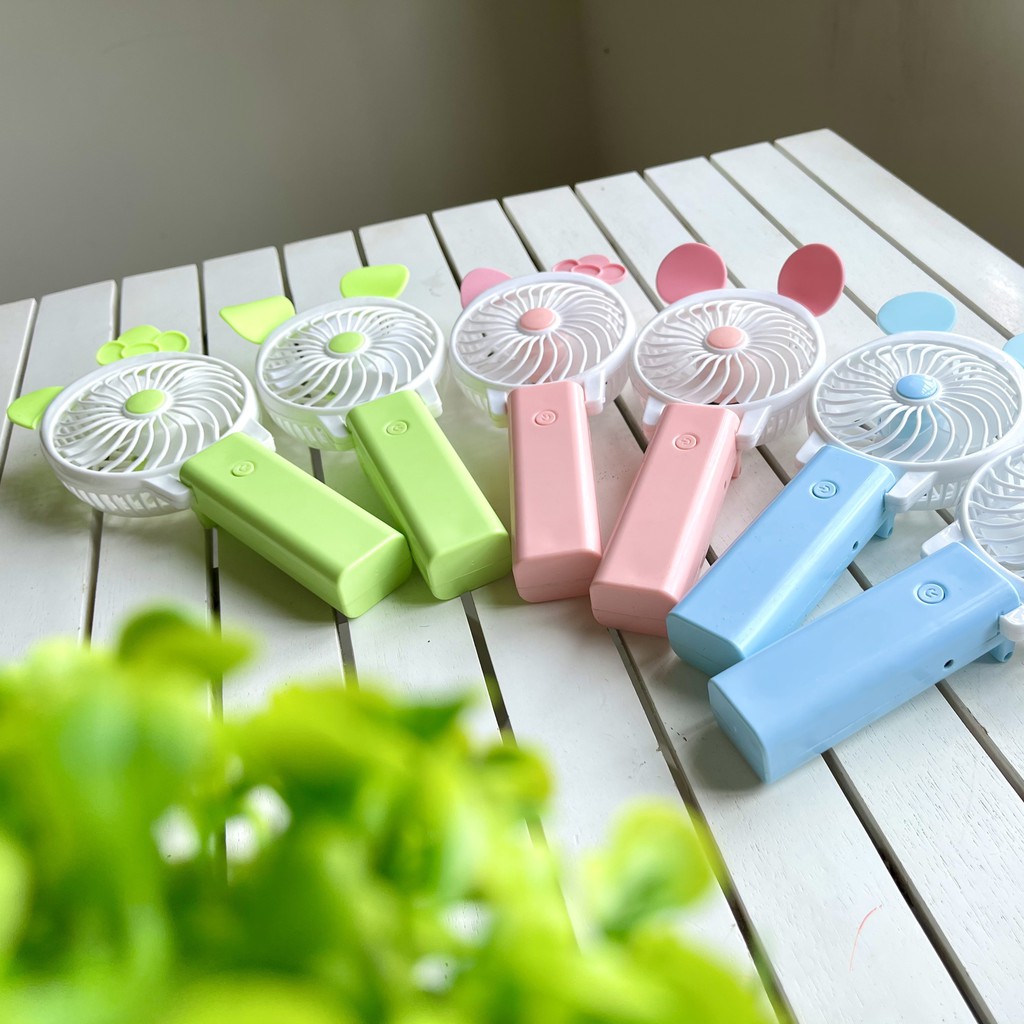 Quạt mini tích điện cầm tay để bàn, quạt usb sạc điện cute phong cách hàn quốc mẫu đẹp