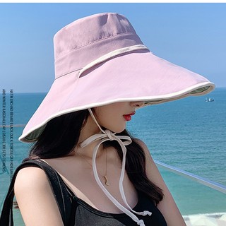 Mũ rộng vành chống nắng chống uv đội 2 mặt cao cấp, nón chống nắng nữ thời trang