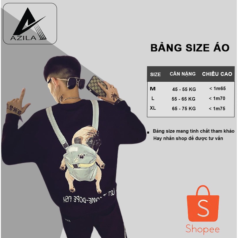 Áo Nỉ Nam Azila - Áo Thu Đông Nam Cổ Tròn Tay Dài Chất Liêu Poly Cao Cấp Co Dãn Mềm Mịn in 3D Chó PUG - TD42 | BigBuy360 - bigbuy360.vn