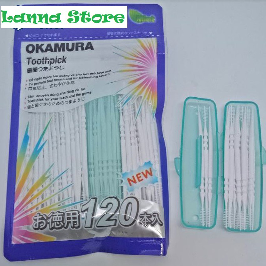 Tăm nhựa Okamura cao cấp chất lượng (bịch 120 cây/140 cây) - Nhật Bản