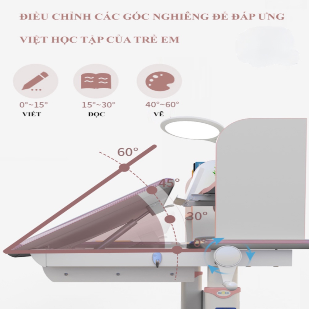 BÀN HỌC THÔNG MINH CHỐNG GÙ, CHỐNG CẬN CAYABE CB-002 CHO BÉ DÀI 1M MÀU HỒNG