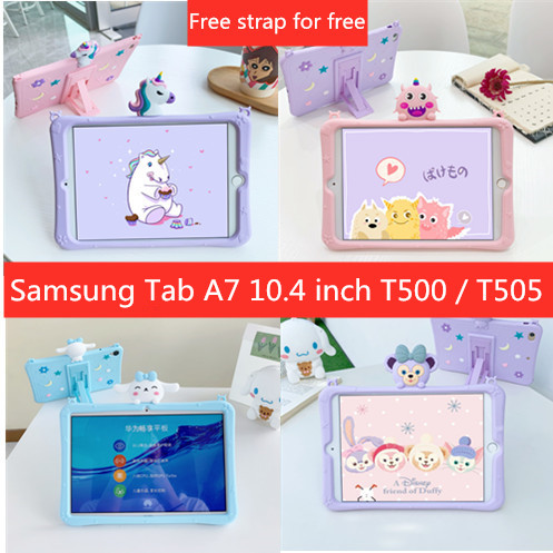 Ốp silicon dẻo chống sốc kèm dây đeo họa tiết kì lân cho Samsung Galaxy Tab A7 10.4 inch T500 / T505 / T507 2020